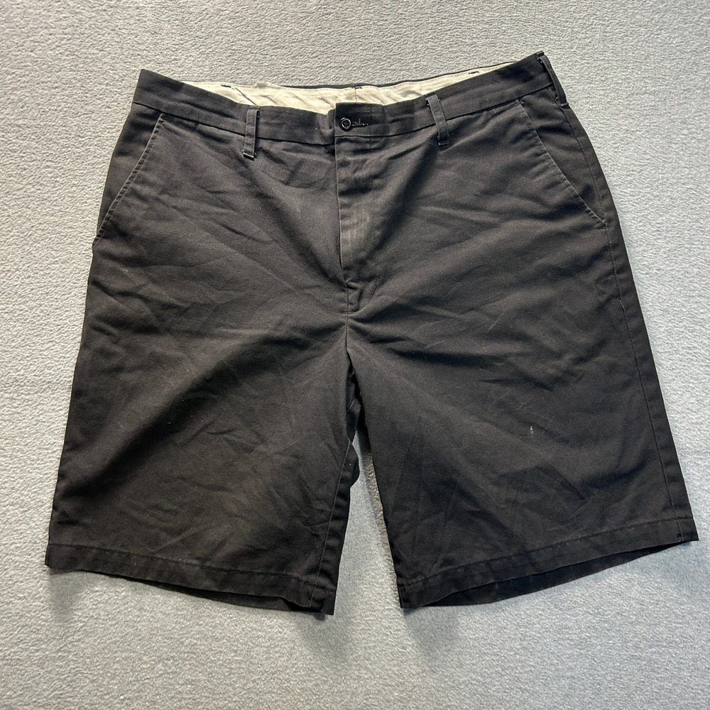 UniFirst Soft Twill Work Shorts Mens 38 Black Uniform Polyester Cotton Casual